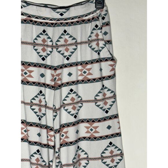 Primark Cares Women’s Wide Leg Pants XS Aztec Geometric Print Boho Lounge - Picture 2 of 4